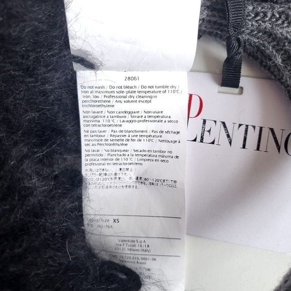 Red Valentino Alpaca/Angora Hair Wool Earmuffs Side Bow Headband Black/Grey NWT